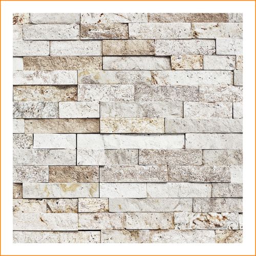 1 Muster - W-012 - Travertin - Wanddesign - Steinwand - Naturstein-Mauer - Naturstein-Wand