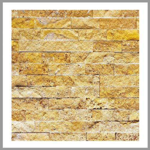 1 Muster - W-014 - Travertin - Wanddesign - Steinwand - Naturstein-Mauer - Naturstein-Wand