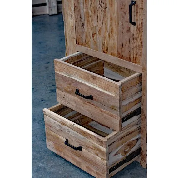 Rustikaler massiver Teak-Holz Badezimmer Schrank - ein Badmbel aus  recyceltem Altholz - A-009