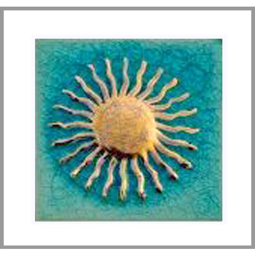 1 Fliese - Wand-Design - Design Fliesen - Türkis Gold Sonne - Wall-Design -