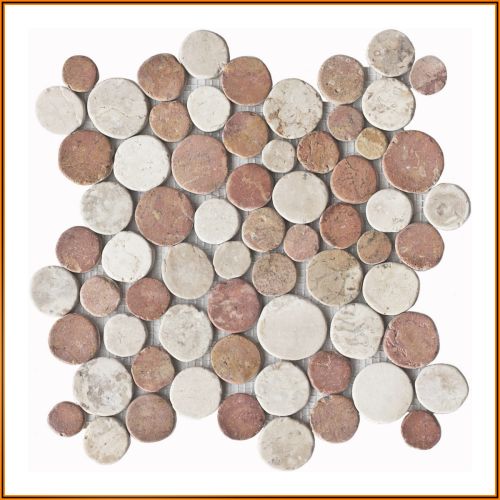 1 qm Mosaik CO-004 Marmor Münzen Kiesel Stein rund Bodenfliesen 