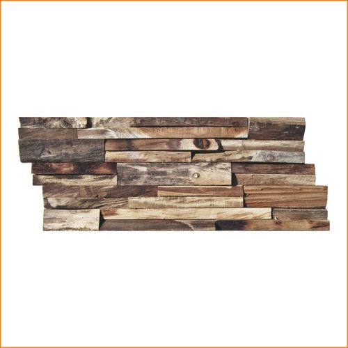 Rustikaler Wandverblender aus recyceltem Teakholz – natürliche 3D-Holzverkleidung für Innenräume mit einzigartiger Maserung.