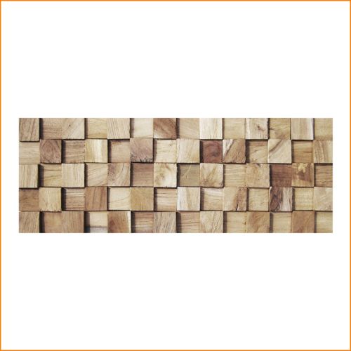 3D Wandverblender aus recyceltem Teakholz – natürliche Holzverkleidung mit quadratischer Struktur für moderne Raumgestaltung.