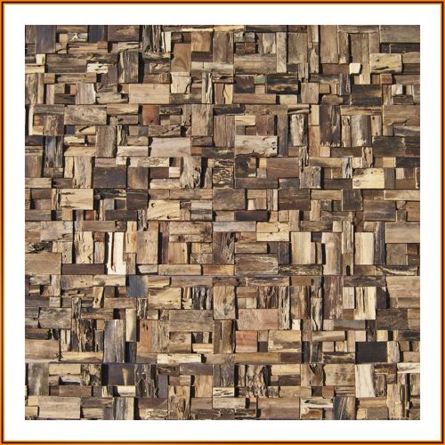 Wandpaneel aus recyceltem Teakholz im Upcycling-Design – natürliche Holzstruktur für warme und individuelle Raumgestaltung.