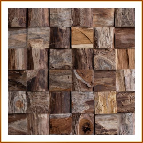 3D-Wandverkleidung aus recyceltem Teakholz – handgefertigte Holzpaneele mit lebendiger Oberfläche und natürlicher Holzoptik.
