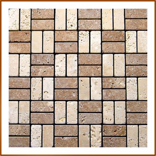 1 qm - LS-TMAL-60-104 - Travertin - Mosaikfliesen - Natursteinmosaik - Wandfliesen - Bodenfliesen