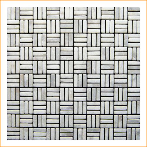 Edles Marmor-Mosaik 30 x 30 cm in Weiß-Grau – natürliche Mosaikfliese aus poliertem Naturstein für Bad, Küche oder Wohnraum.