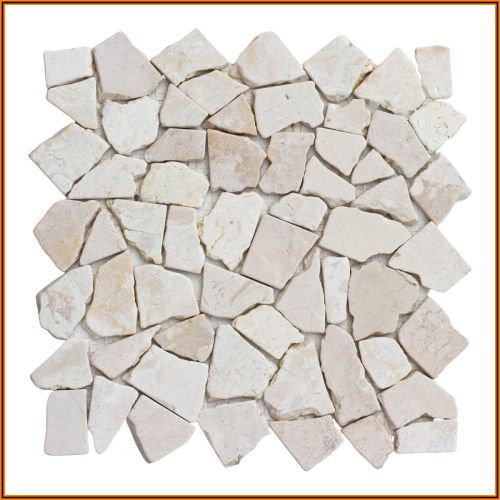 Marmor-Mosaikfliese in Creme/Beige, 30×30 cm – unregelmäßige Bruchoptik, pflegeleichter Naturstein für Küche und Wohnbereich.