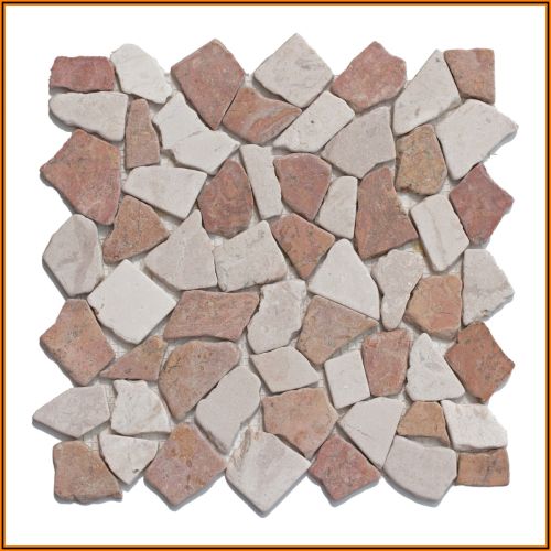 1 qm Mosaik Rot Weiß - M-004 - Fliesen Bruchsteinmosaik Marmormosaik