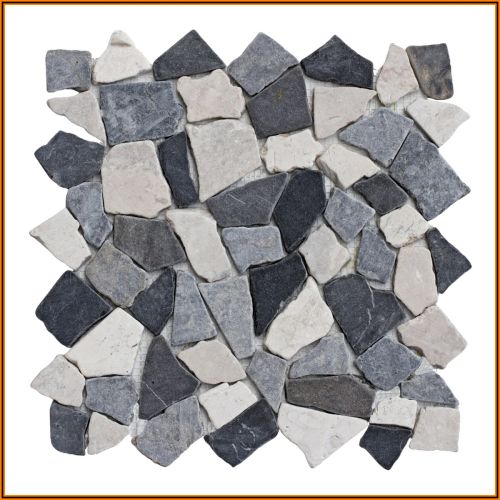 Marmor-Mosaikfliese anthrazit-grau, 30×30 cm – robustes Natursteinmosaik in Bruchoptik für Küche, Dusche und Wohnbereich.