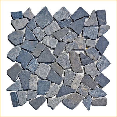 1 Mosaikfliese - M-014 - Grau Hellgrau Stein-Mosaik Bruch Marmor Bodenfliesen Wandfliesen