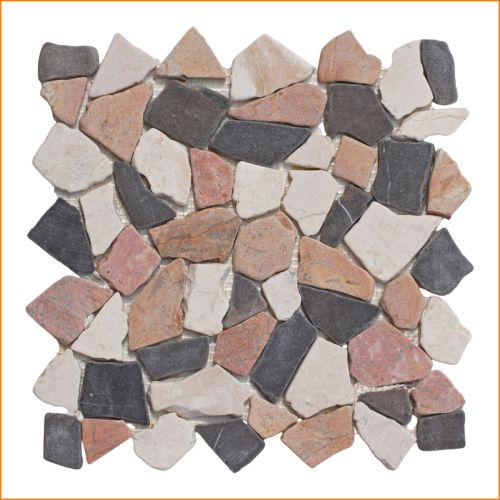 1 Mosaikfliese - M-015 - Multicolour 3 Stein-Mosaik Bruch Marmor Bodenfliesen Wandfliesen