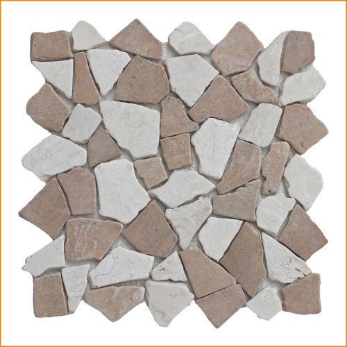 1 Mosaikfliese Mokka Weiß Naturstein Marmor - M-022 - 