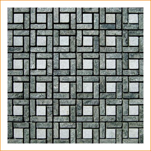Quarzit-Mosaikfliese Green – hochwertiger Naturstein mit geometrischem Muster für Wand und Boden.