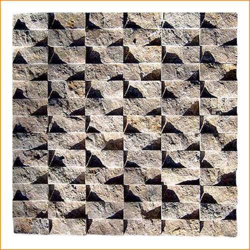 3D-Naturstein-Mosaik in Grau-Braun – Relief-Oberfläche aus echtem Stein für stilvolle Wandverkleidung im Innen- und Außenbereich.