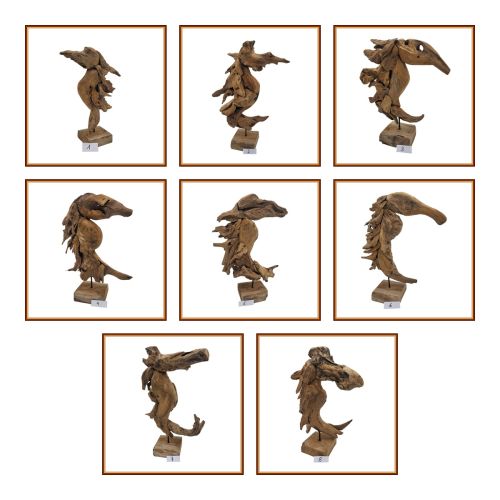 Seepferdchen aus Teak-Wurzelholz – D-003 - handgefertigte Unikat Holzskulptur (recycelt)