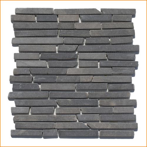 Marmor Stäbchenmosaik in Anthrazit 30×30 cm – elegantes Natursteinmosaik für moderne Wandgestaltung im Bad, Spa und Wohnbereich.