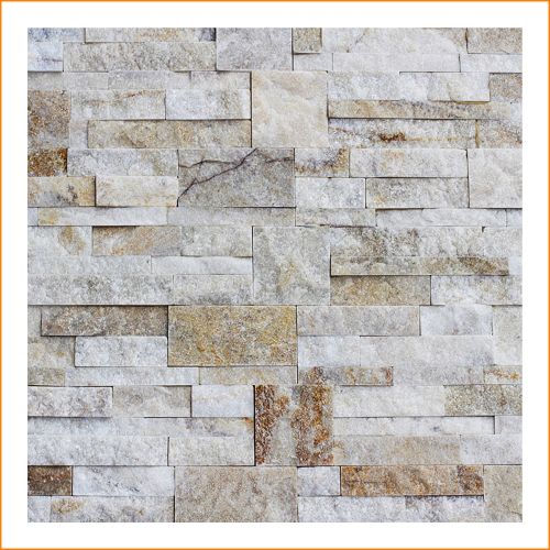 1 Muster - W-010 - Quarzit - Wanddesign - Steinwand - Naturstein-Mauer - Naturstein-Wand