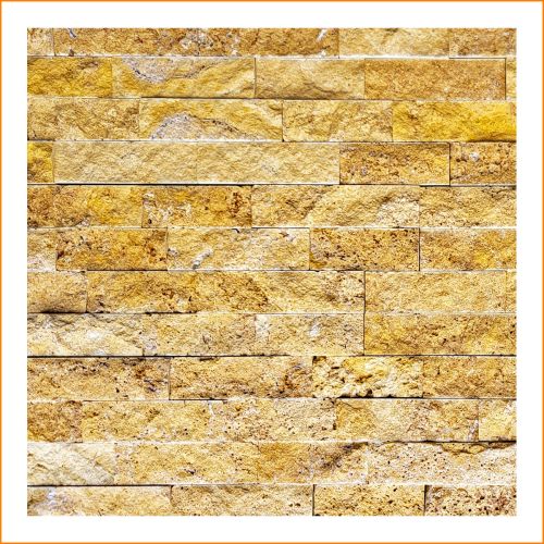 1 Muster - W-014 - Travertin - Wanddesign - Steinwand - Naturstein-Mauer - Naturstein-Wand