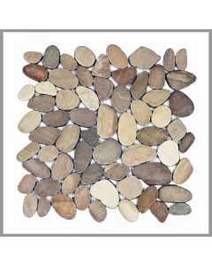 1 Mosaik-Fliese - K-557 - Tan Cut - Boden-Design - Mosaikfliesen - Naturstein - Kieselsteinmosaik