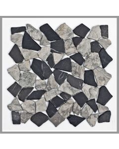 1 Mosaikfliese - M-014 - Grau Hellgrau Stein-Mosaik Bruch Marmor Bodenfliesen Wandfliesen