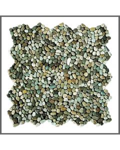 1 Mosaik-Fliese - K-562 - Micro Pebble Green Multicolour - Kieselsteinmosaik - Naturstein - Boden-Design