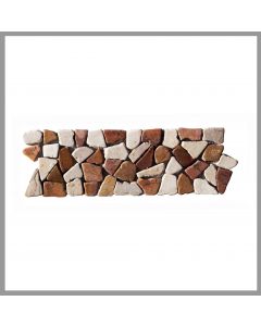 1 Bordüre - BO-334 - Marmor - Mosaik-Fliesen - Rot Weiß - Naturstein -