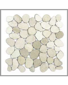 1 Mosaik-Fliese - K-556 - White Cut - Boden-Design - Mosaikfliesen - Naturstein - Kieselsteinmosaik