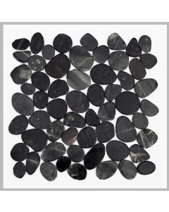 1 Mosaik-Fliese - K-555 - Black Cut - Boden-Design - Mosaikfliesen - Naturstein - Kieselsteinmosaik