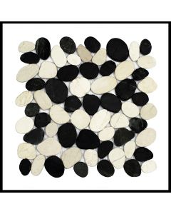 1 qm - K-553 - Black and White Cut - Kieselstein - Mosaik - Fliesen - Naturstein-Bodenbelag