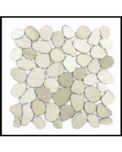 1 qm - K-556 - White Cut - Kieselstein - Mosaik - Fliesen - Naturstein-Bodenbelag