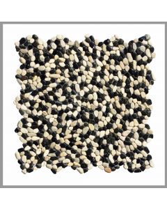1 Mosaik-Fliese - K-558 - Pebble Black Ivory - Mosaikfliesen - Kieselsteinmosaik - Naturstein -