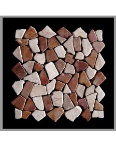 1 Mosaikfliese - M-004 - Toskana Rot Weiß - Mosaikfliesen - Naturstein - Mediterran - Boden-Design - Wand-Design