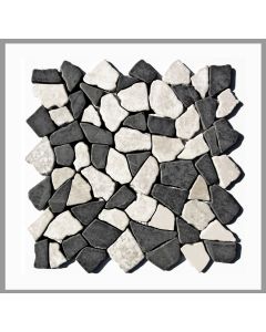 1 Mosaikfliese Naturstein Marmor Grau Weiß - M-006 - 