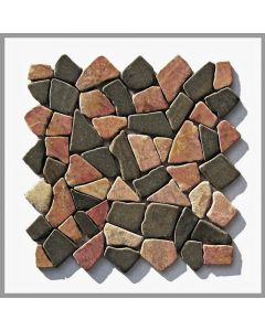 1 Mosaikfliese - M-007 - Toskana Grau Rot Marmor Bruchstein Bodenfliesen Wandfliesen
