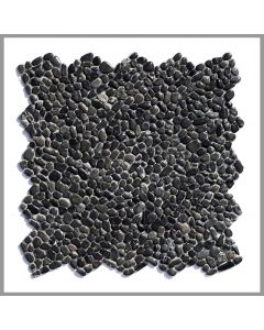 1 Mosaik-Fliese - K-561 - Micro Pebble Black - Kieselsteinmosaik - Naturstein - Boden-Design -