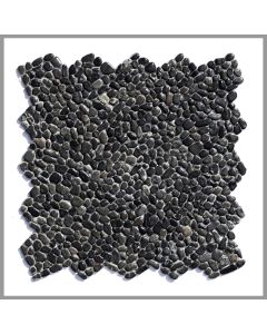 1 Mosaik-Fliese - K-561 - Micro Pebble Black - Kieselsteinmosaik - Naturstein - Boden-Design -