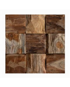 Teak Paneele Wand - HO-013 - Tambora Echtholz Wandverkleidung Wall Wood Panels 