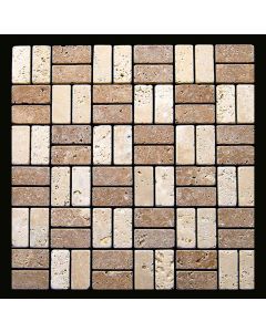 1 Fliese - LS-TMAL-60-104 - Travertin - Mosaik - Fliesen - Naturstein - Wand-Design - Boden-Design