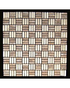 1 Fliese - LS-TMBW-15-018 - Travertin - Mosaik - Fliesen - Naturstein - Wand-Design - Boden-Design