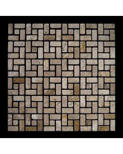 1 Fliese - NS-SLMM001-035-T3J - Travertin - Mosaik - Fliesen - Naturstein - Wand-Design - Boden-Design