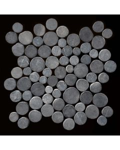1 Mosaikfliese Marmor Grau Naturstein rund geschnitten - CO-001 - Kieselstein-Optik