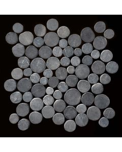 1 Mosaikfliese Marmor Grau Naturstein rund geschnitten - CO-001 - Kieselstein-Optik