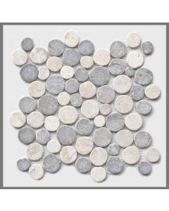 Mosaikfliese Naturstein Hellgrau-Weiß Marmor Fliesen rund CO-008