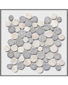 1 qm Mosaik Hellgrau Weiß CO-008 Marmor Bodenfliesen runde Steine