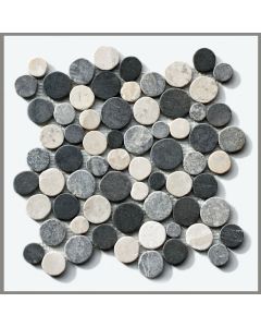 1 qm Mosaik CO-009 Marmor Münzen Kiesel Stein rund Bodenfliesen 