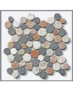 1 qm Mosaik CO-015 Marmor Coin Kiesel Steine rund Badfliesen 