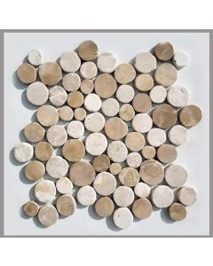1 qm Mosaik Mocca Weiß CO-022 Marmor Kieselstein Bodenfliesen 