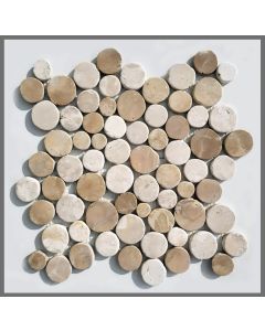 1 Mosaikfliese Naturstein Mocca Weiß Marmor Fliesen Optik rund CO-022
